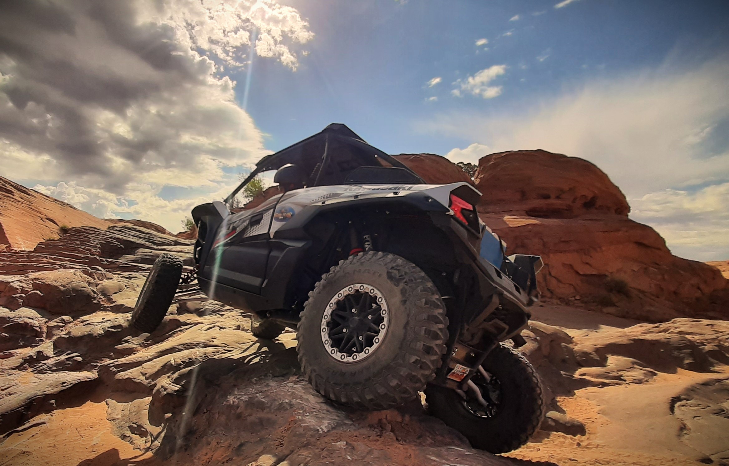 Technical UTV obstacle on Poison Spider Trail in Moab Utah