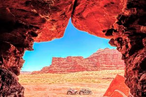 Awesome framed view from the Chicken Corners Catacomb Caves UTV side by side tour.